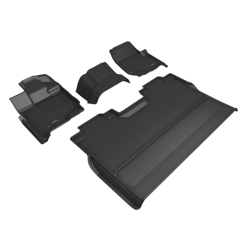 Ford F-150 Floor Mat Set - 3D MAXpider - KAGU, Carbon Fiber Embossed Pattern - Black - `15-`26